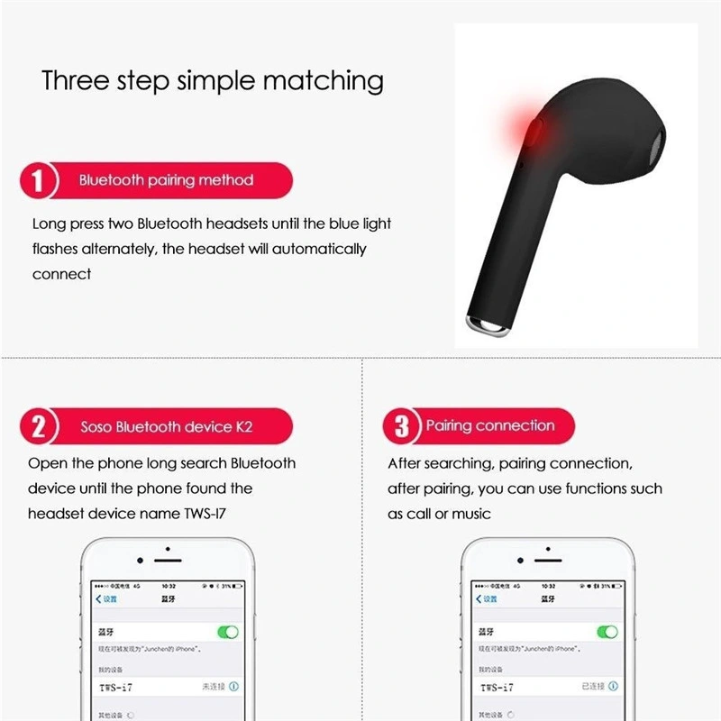 for iPhone X Bluetooth Earphone I7s Wireless Bluetooth Headset