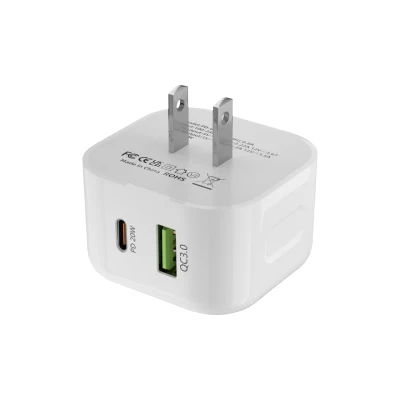 Vente en gros US/UK/EU Plug 2 ports USB A/C 20W tête de chargeur rapide