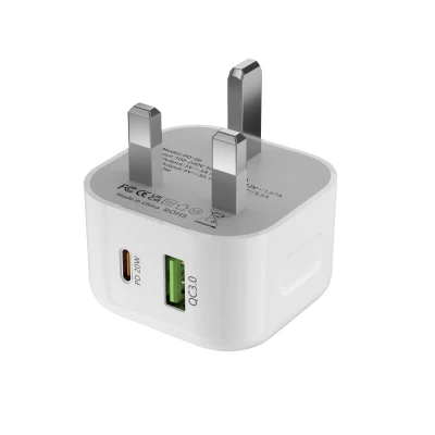 Tête de charge de haute qualité 20W USB Type C 2 ports avec CE Ukca Support OEM ODM