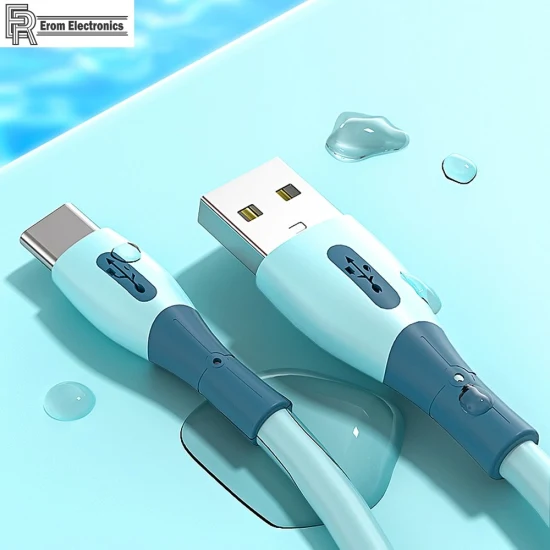 Puce intelligente en silicone liquide Charge rapide intelligente Durabilité améliorée Câble de données Micro Sync Câble USB mobile de type C pour accessoires de téléphone portableCharge USB